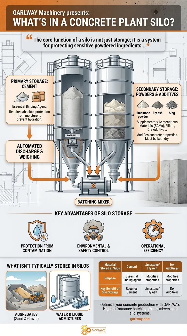 Que materiais são armazenados em silos numa central de betão? Cimento, Aditivos e Mais Guia Visual