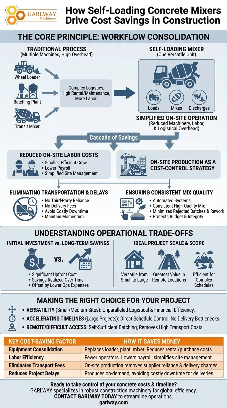 كيف تساهم خلاطات الخرسانة ذاتية التحميل في توفير التكاليف؟ قم بتبسيط إنتاج الخرسانة في الموقع دليل مرئي