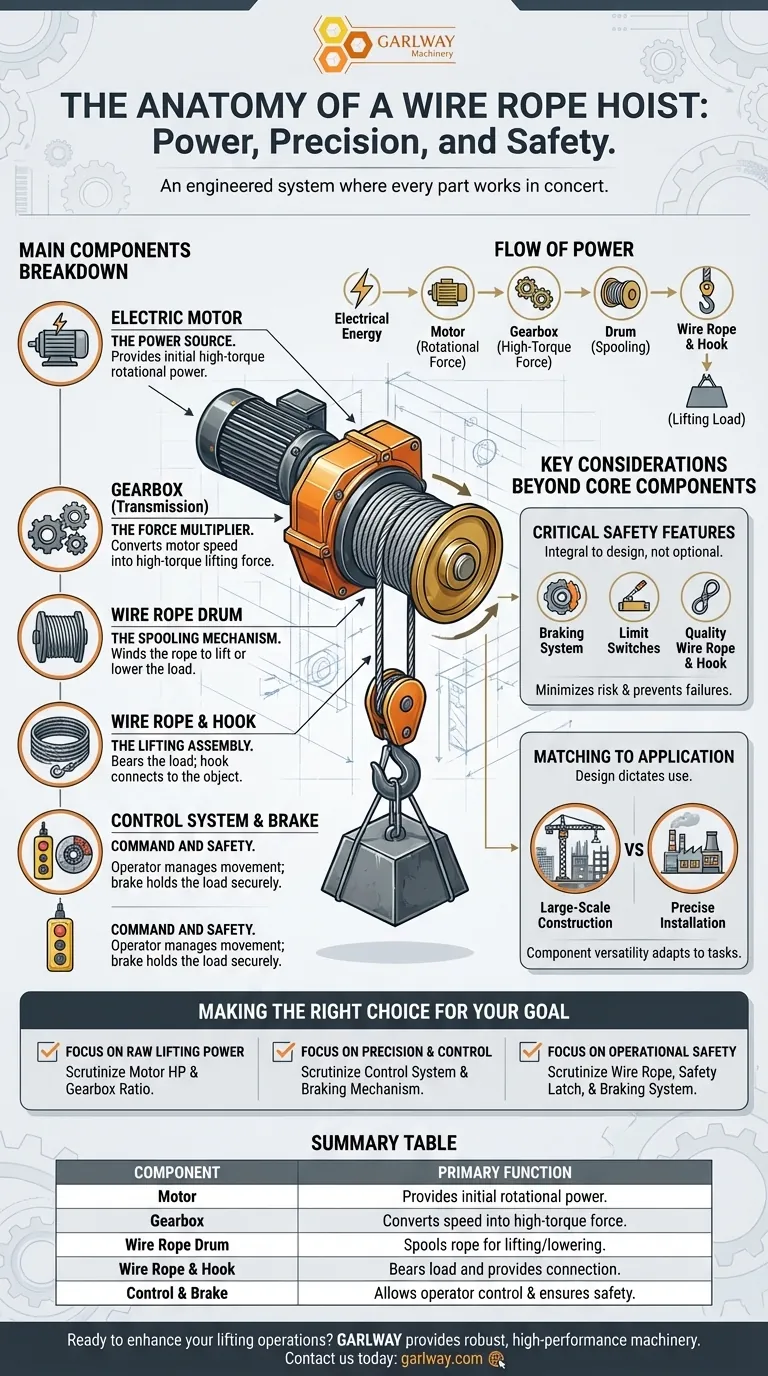 와이어 로프 호이스트의 주요 구성 요소는 무엇인가요? 안전한 리프팅의 힘을 발휘하세요 시각적 가이드