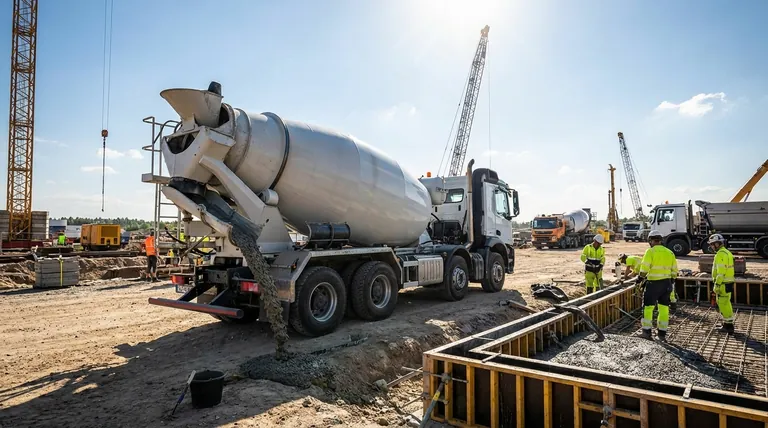 트럭에서 콘크리트가 굳지 않는 이유는 무엇일까요? 연속 교반의 역할 설명