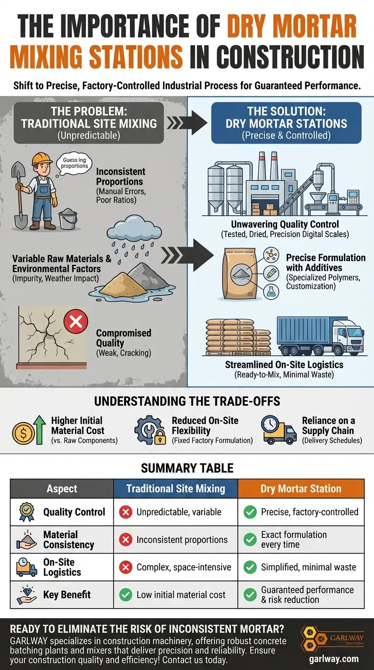 乾式モルタル混合ステーションの重要性とは？ 一貫した品質を確保し、建設リスクを低減する ビジュアルガイド