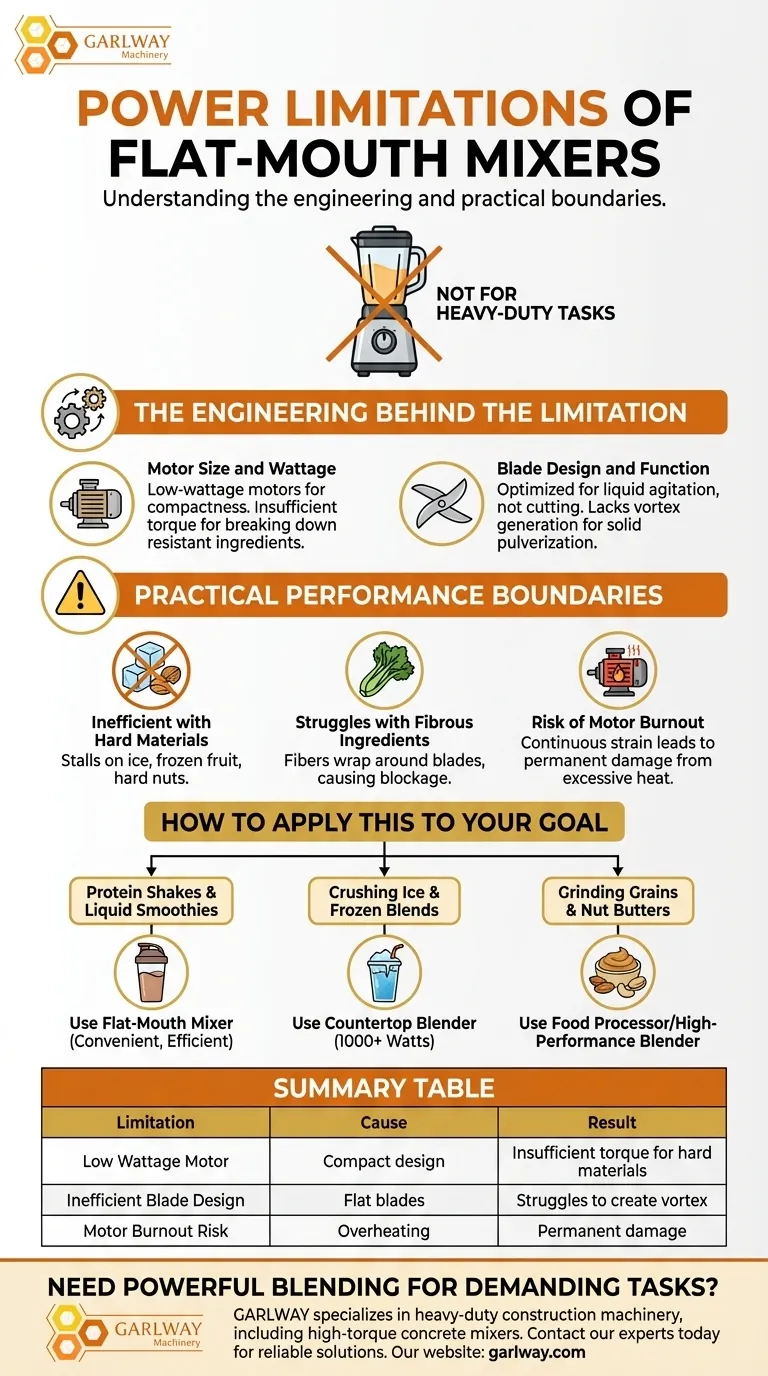 ¿Cuáles son las limitaciones de potencia de las licuadoras de boca plana? Por qué luchan con ingredientes duros Guía Visual