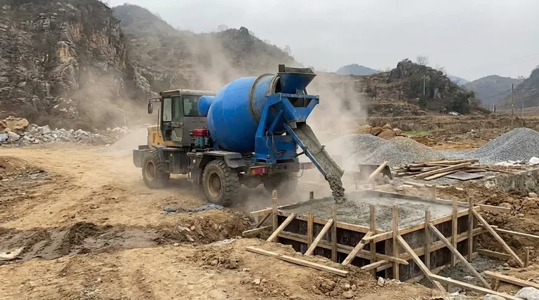 À quoi sert un camion malaxeur à bouche plate ? Production de béton sur site pour des sites éloignés et difficiles