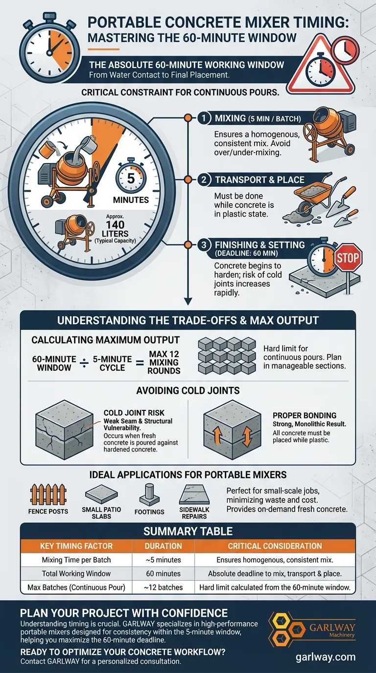 Combien de temps faut-il pour mélanger du béton dans une bétonnière portative ? Maîtrisez la règle des 60 minutes Guide Visuel