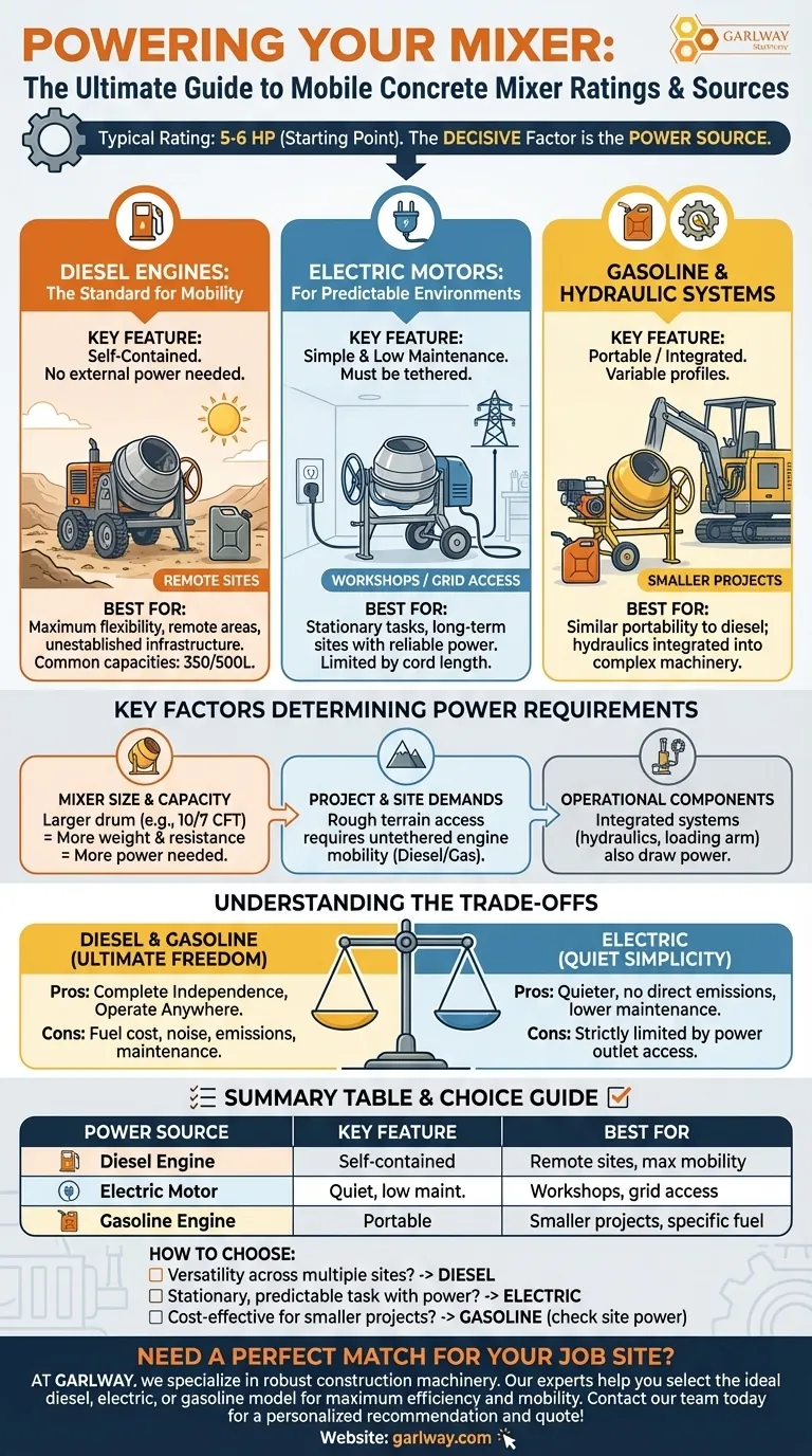 Quelle est la puissance nominale d'une bétonnière mobile ? Choisissez la bonne source d'alimentation pour votre chantier. Guide Visuel