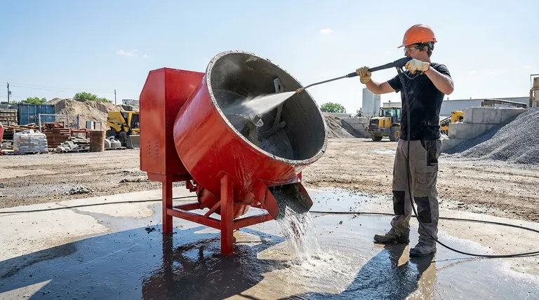 Wie erleichtert das Flachmund-Design die Reinigung von Betonmischern? Steigern Sie die Effizienz & reduzieren Sie Ausfallzeiten