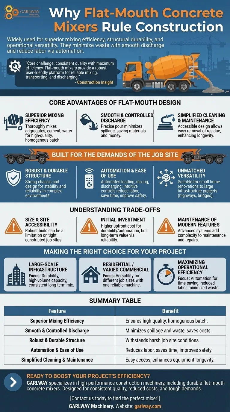 Por que as betoneiras de boca chata são amplamente utilizadas? Eficiência Superior de Mistura e Durabilidade Guia Visual