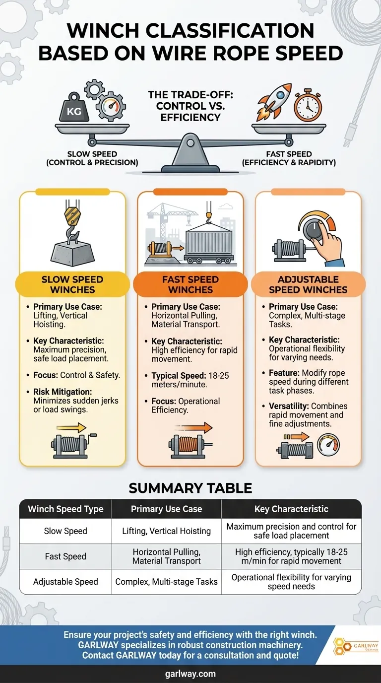 ワイヤーロープの速度に基づいてウインチはどのように分類されますか？安全性と効率のための適切な速度を選択してください。 ビジュアルガイド