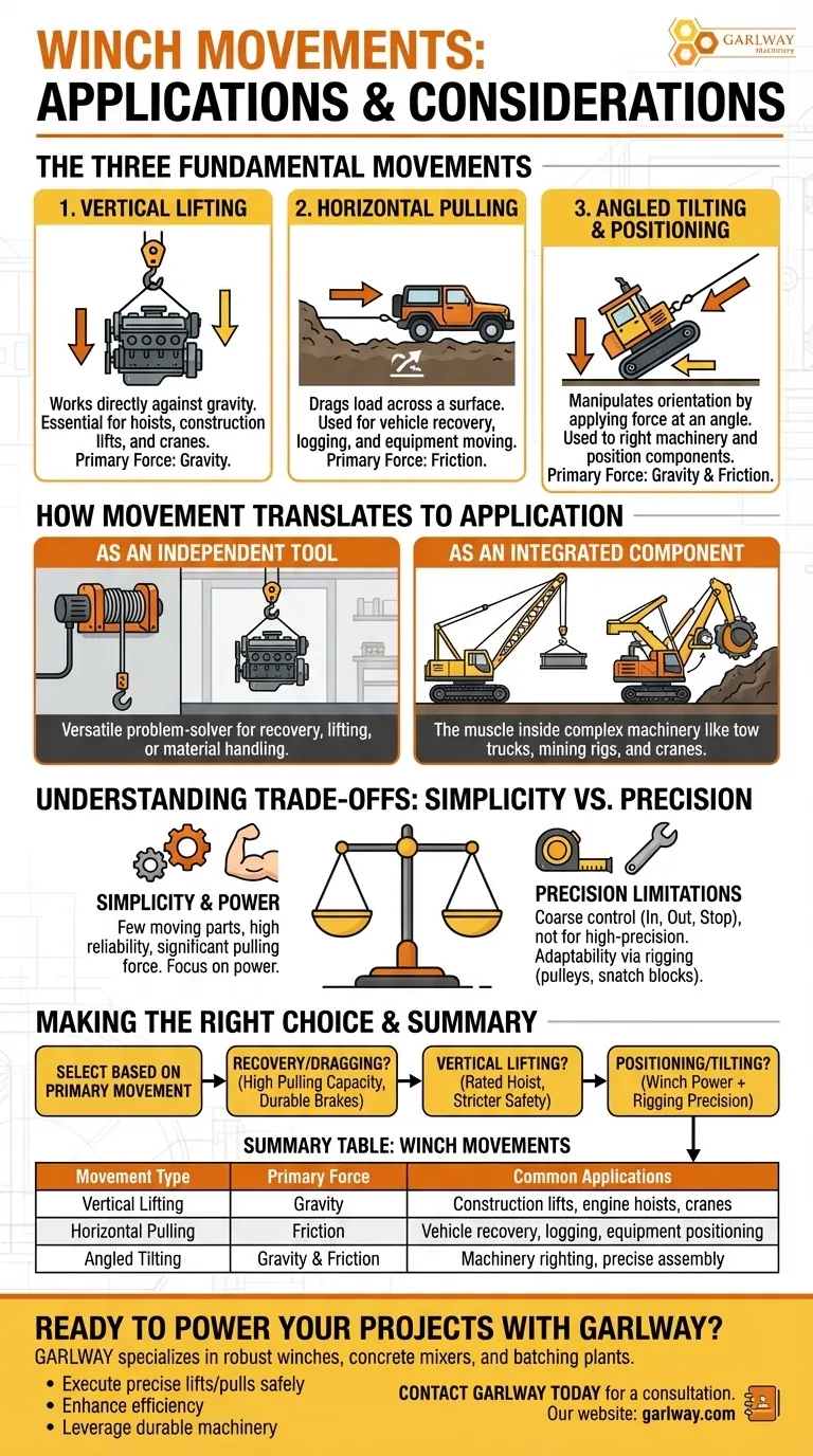 Quali sono i possibili movimenti di un verricello? Sollevamento, traino e inclinazione per i tuoi progetti Guida Visiva