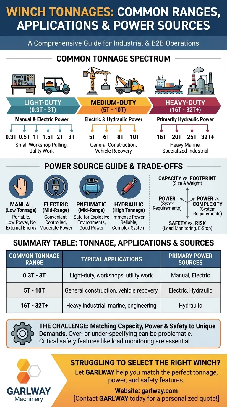 ما هي الأطنان الشائعة المتوفرة للرافعات؟ من 0.3 طن إلى 32 طن لكل مهمة دليل مرئي