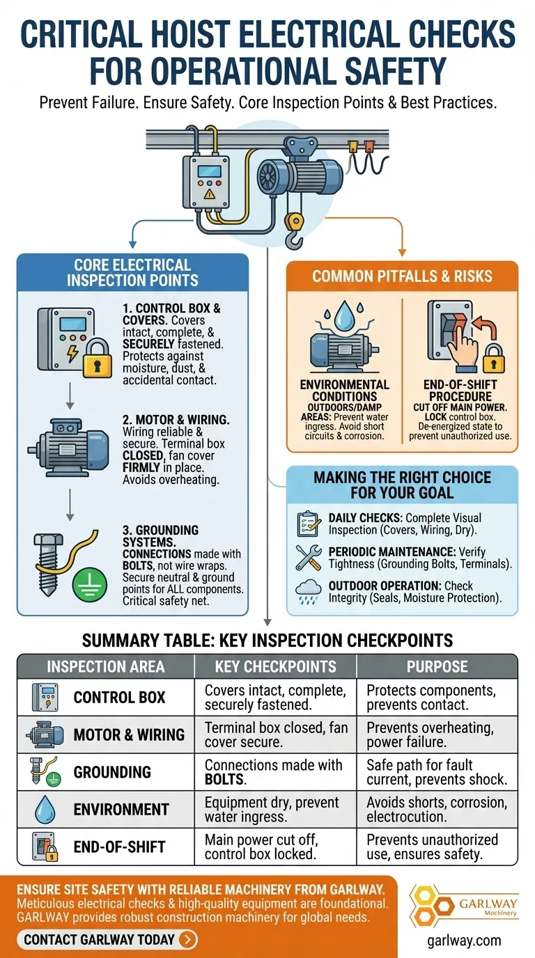 호이스트의 전기 연결과 관련하여 작업자가 정기적으로 확인해야 할 사항은 무엇입니까? 운영 안전 보장 및 위험 방지 시각적 가이드