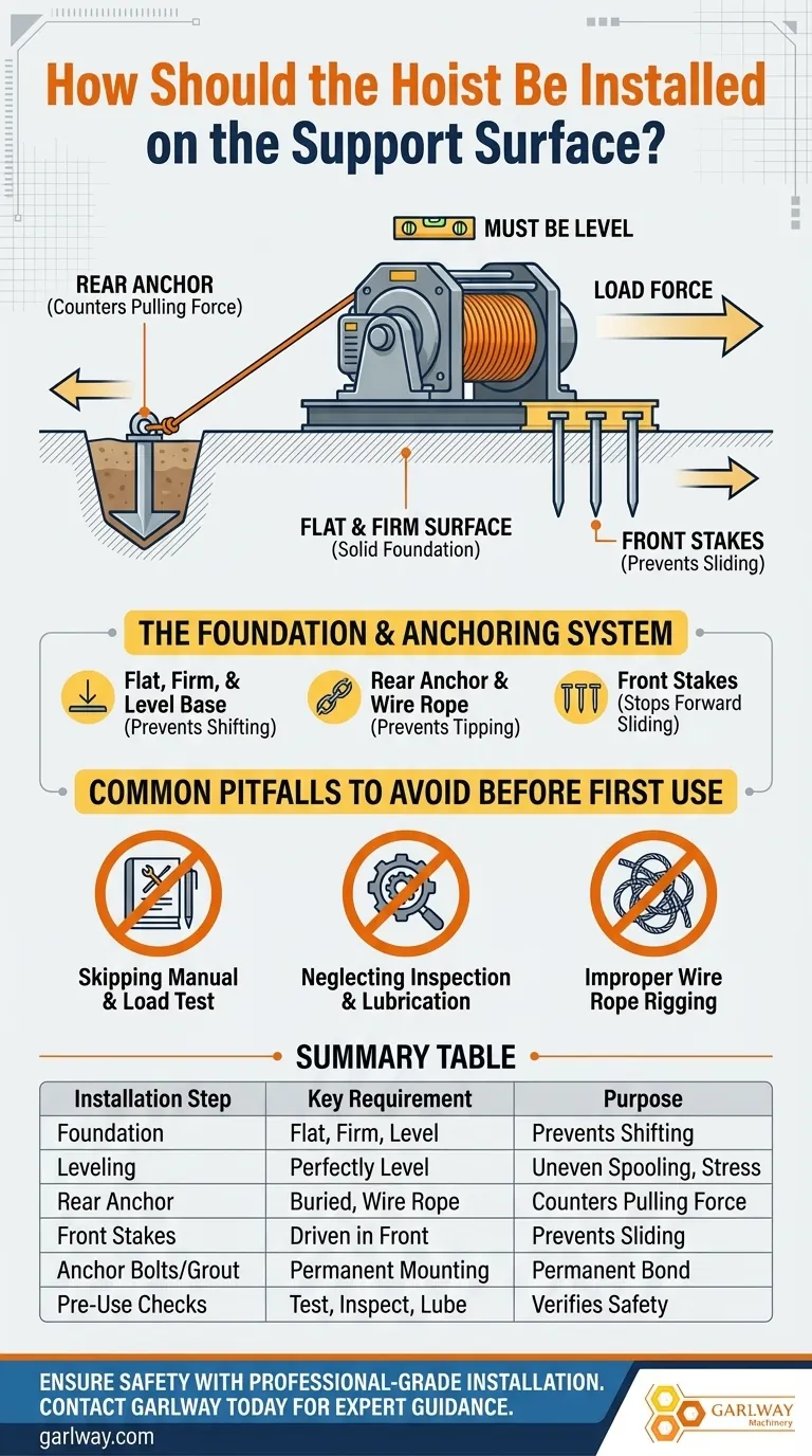 ¿Cómo debe instalarse el polipasto en la superficie de soporte? Garantice Estabilidad y Seguridad Absolutas Guía Visual