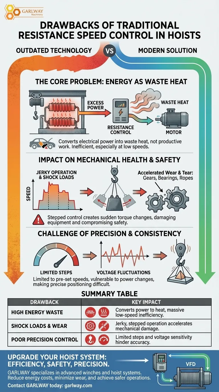 Каковы недостатки традиционного резистивного управления скоростью в подъемных механизмах? Объяснение ключевых ограничений Визуальное руководство