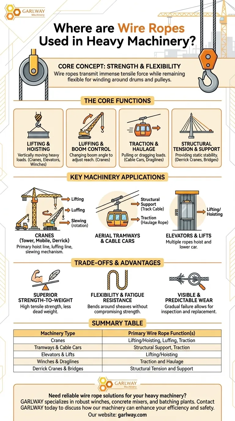 In welchen Maschinentypen werden Drahtseile häufig eingesetzt? Wesentlich für Heben, Ziehen & Stützen Visuelle Anleitung