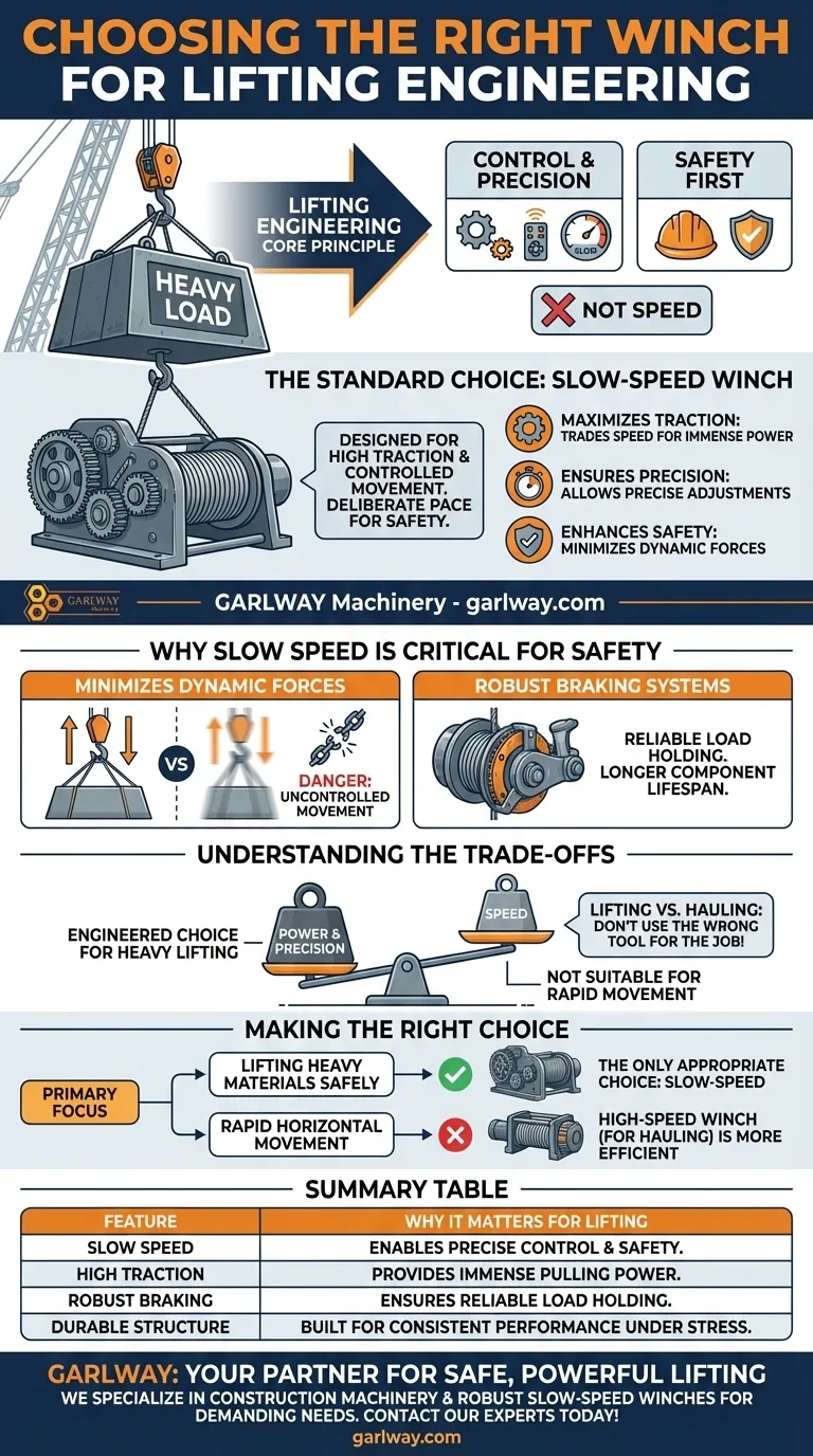 리프팅 엔지니어링에 일반적으로 사용되는 윈치는 무엇인가요? 저속 윈치의 중요한 역할 시각적 가이드