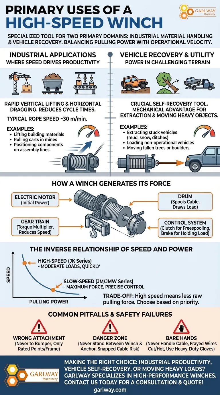 Quelles sont les utilisations principales d'un treuil haute vitesse ? Augmenter la productivité dans la manutention et la récupération de matériaux Guide Visuel