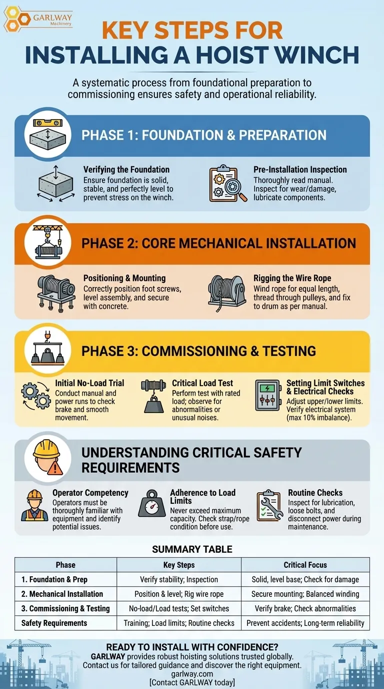 ホイストウインチの設置における主要な手順は何ですか？プロジェクトの安全性と信頼性を確保する ビジュアルガイド