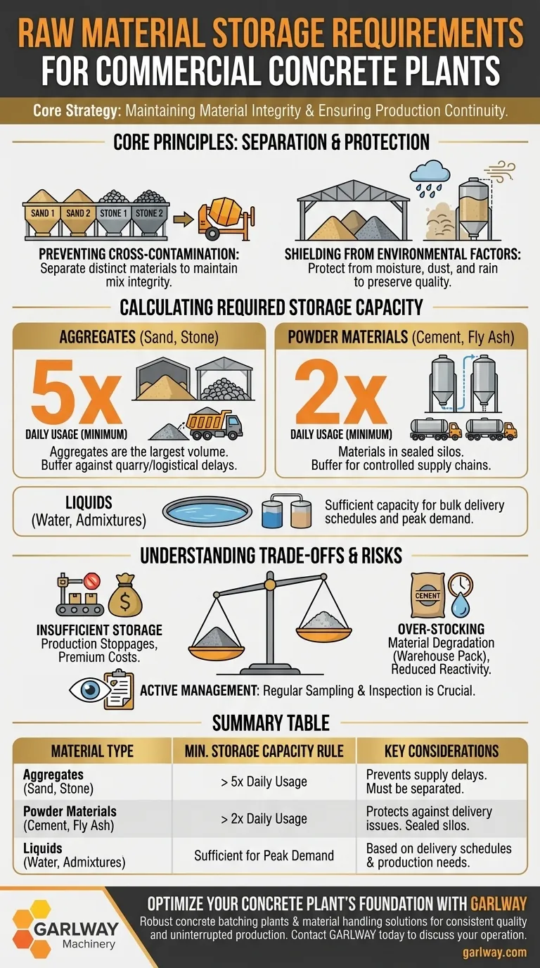ما هي متطلبات تخزين المواد الخام في مصنع خرسانة تجاري؟ ضمان الجودة ووقت التشغيل دليل مرئي