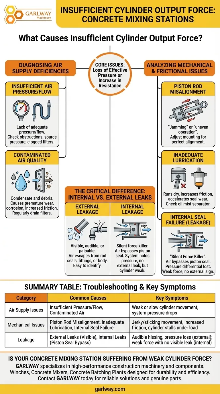 Qu'est-ce qui cause une force de sortie insuffisante du cylindre dans les centrales à béton ? Diagnostic et réparation de la perte de puissance Guide Visuel