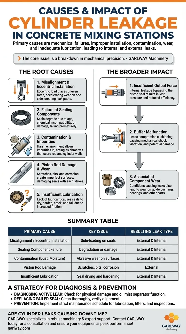 コンクリートプラントのシリンダーにおける内部および外部の漏れの原因は何ですか？コストのかかるダウンタイムを防ぐ ビジュアルガイド