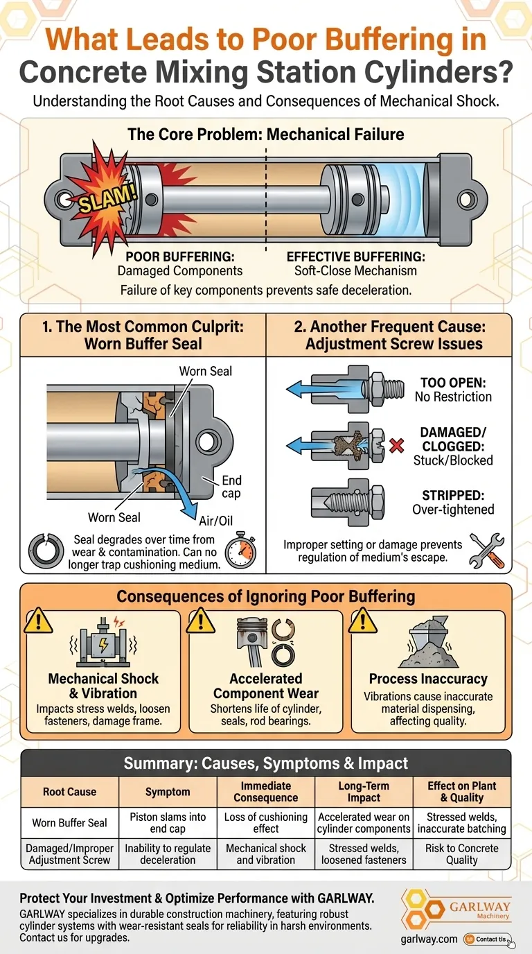 O que leva a um efeito de amortecimento deficiente nos cilindros de centrais de betão? Repare vedantes e parafusos desgastados agora Guia Visual