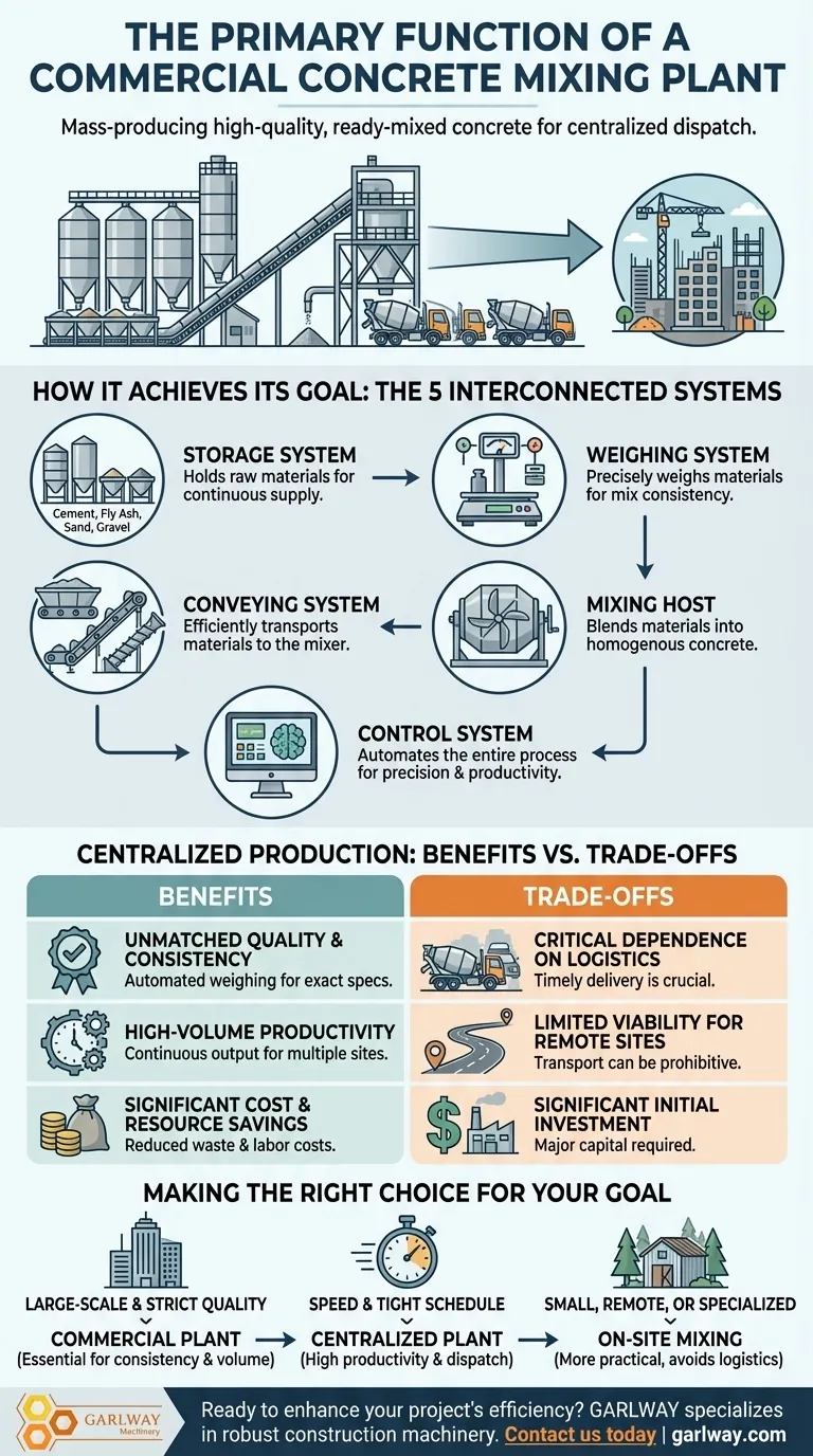 Qual é a função principal de uma central de mistura de concreto comercial? Alcançar eficiência em construções de grande escala Guia Visual