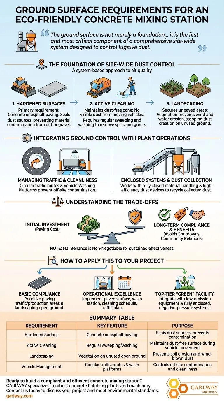 ¿Cuáles son los requisitos para la superficie del suelo en una planta de mezcla de concreto? Garantizar el cumplimiento y controlar el polvo Guía Visual