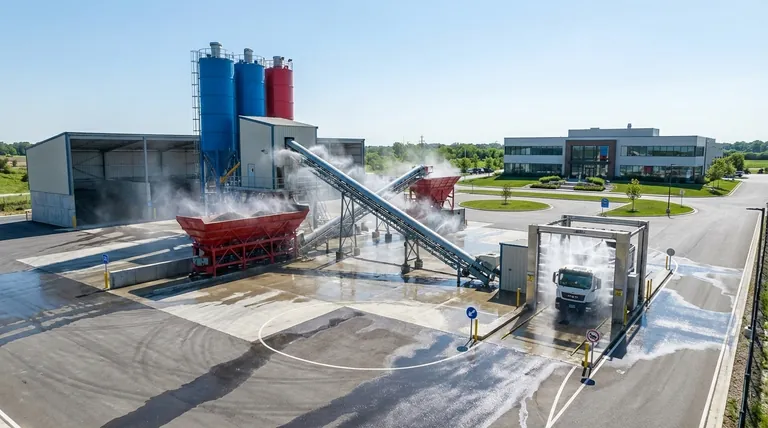 ¿Qué medidas se requieren para reducir la contaminación por polvo en el área de la planta de una estación de mezcla de concreto? Implementar una Estrategia por Capas para Operaciones Más Limpias
