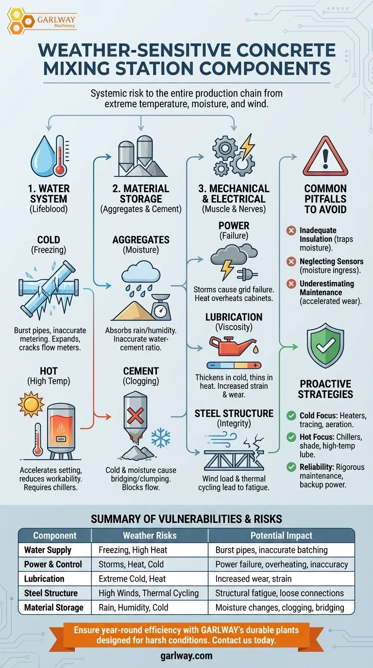 Каковы ключевые компоненты бетонного завода, чувствительные к экстремальным погодным условиям? Защитите производительность вашего завода Визуальное руководство