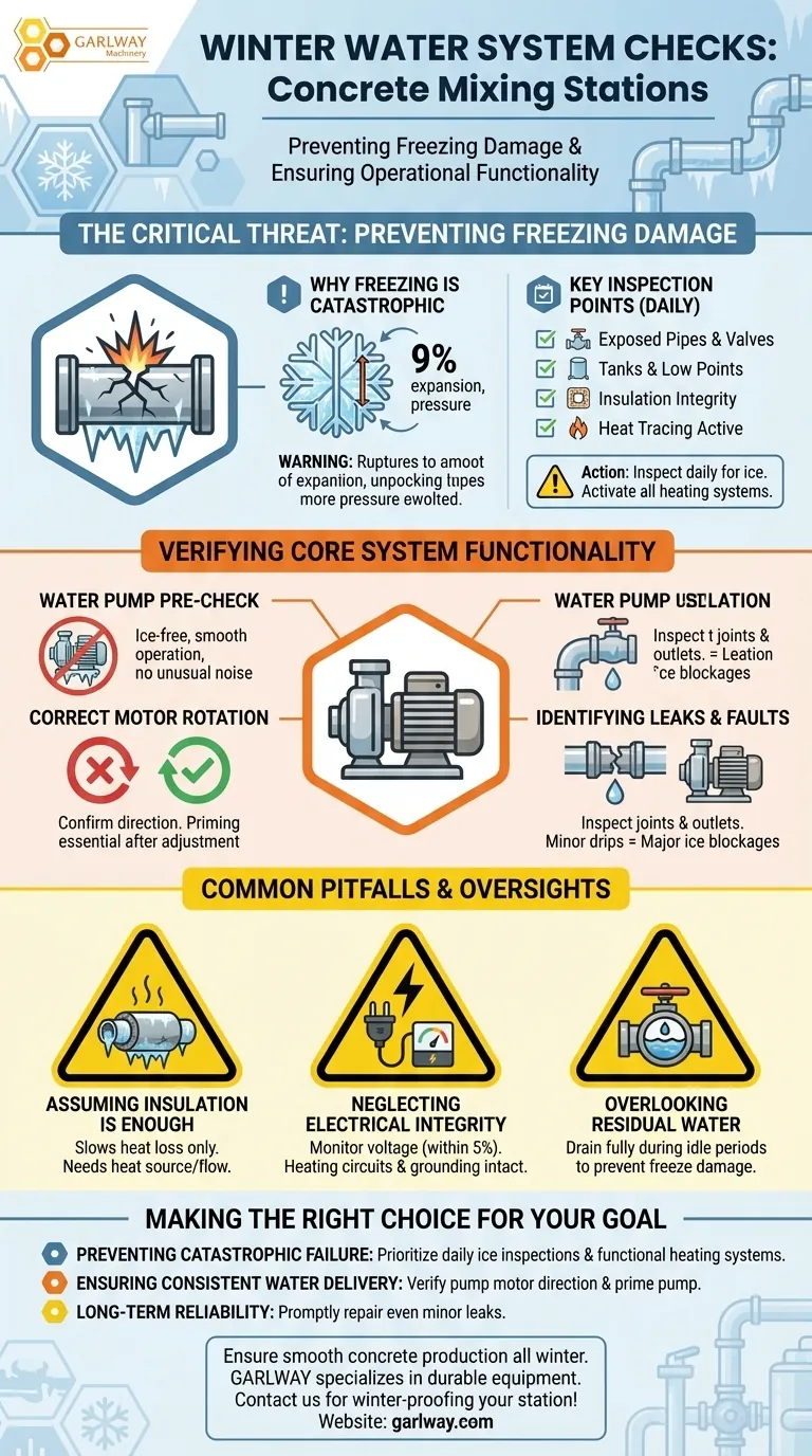 겨울철 콘크리트 혼합 설비의 급수 시스템에서 정기적으로 점검해야 할 사항은 무엇입니까? 동결 방지 및 중단 없는 생산 보장 시각적 가이드