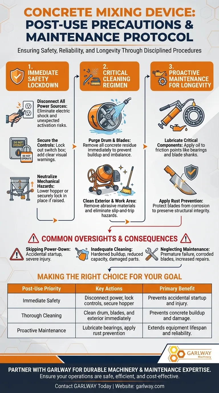 混凝土搅拌设备使用后的注意事项是什么？安全与长寿的 3 步指南 图解指南