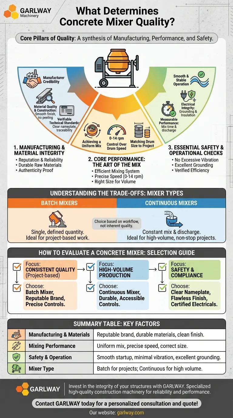 What are the main factors that determine the quality of concrete mixer equipment? Ensure Durability and Consistent Mixes Visual Guide