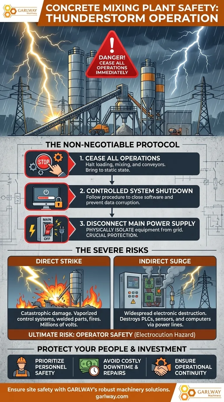 Wie sollte der Betrieb eines Betonmischanlagen bei Gewittern gehandhabt werden? Ein nicht verhandelbares Sicherheitsprotokoll Visuelle Anleitung