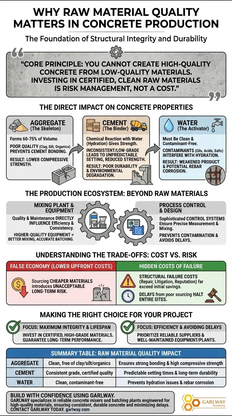 生コンクリート製造において、原材料の品質はなぜ重要なのでしょうか？構造的完全性と耐久性を確保する ビジュアルガイド