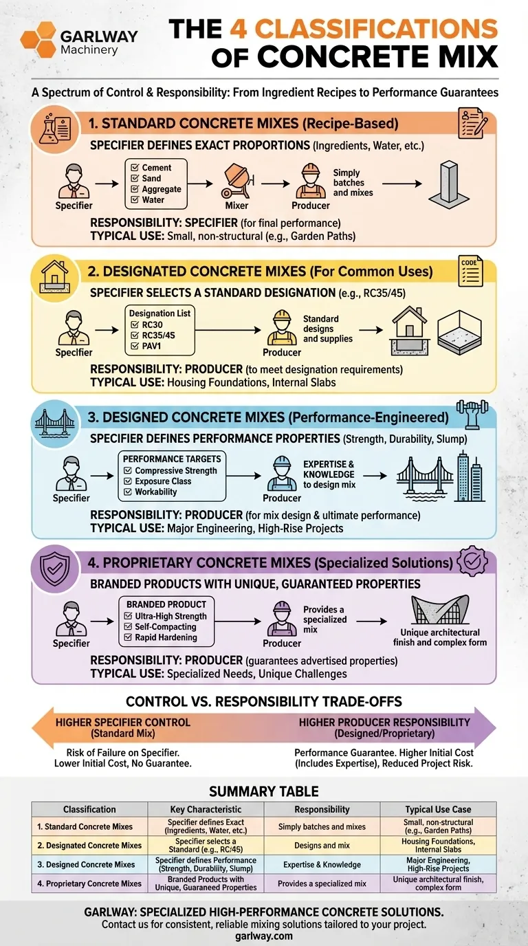 ما هي التصنيفات الأربعة لخلطات الخرسانة؟ اختر الخلطة المناسبة لنجاح مشروعك دليل مرئي