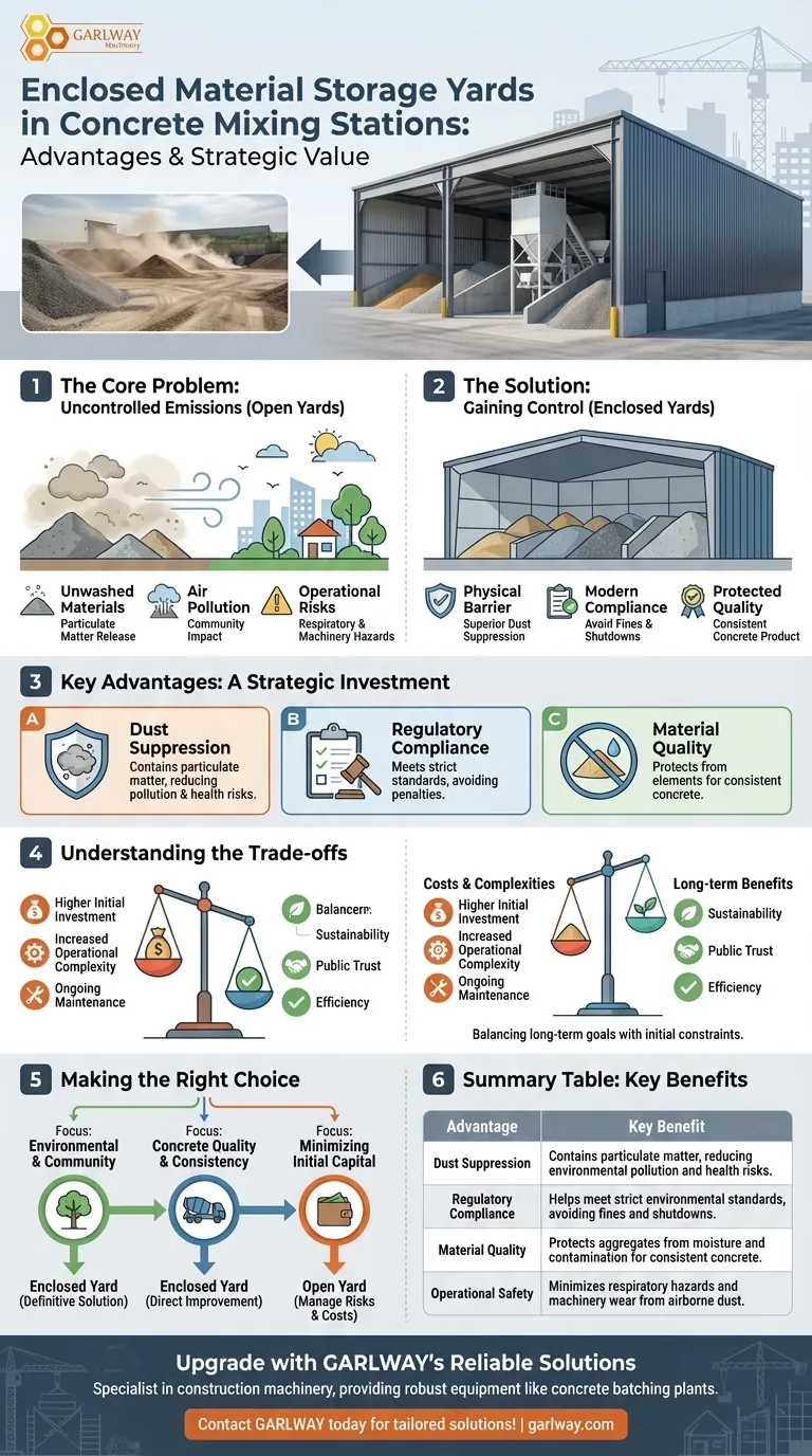 ¿Cuáles son las ventajas de utilizar patios de almacenamiento de materiales cerrados? Lograr una producción de hormigón ecológica Guía Visual