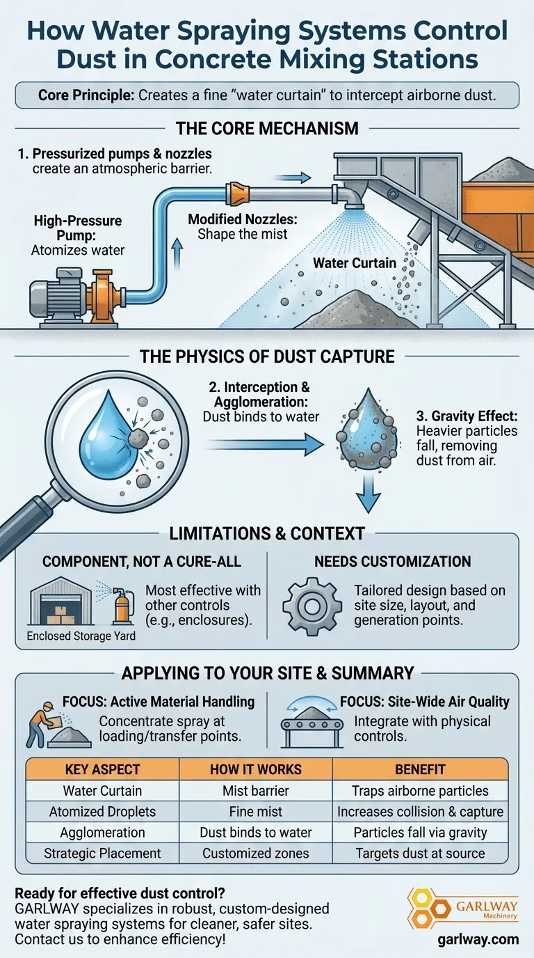 Comment le système de pulvérisation d'eau aide-t-il à contrôler la poussière dans les centrales de malaxage de béton ? Maîtrisez le contrôle de la poussière pour un site plus propre Guide Visuel