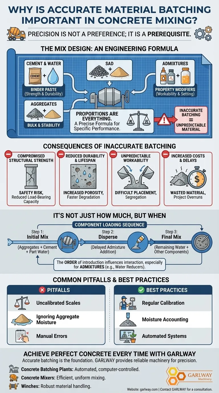 为什么精确的材料配料在混凝土搅拌中很重要？确保结构完整性和耐久性 图解指南