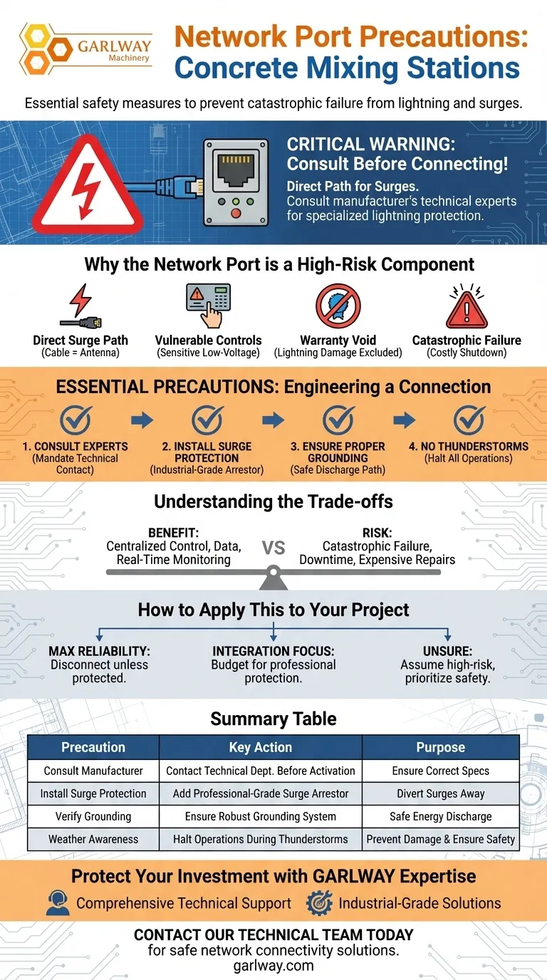 Quelles précautions faut-il prendre lors de l'utilisation du port réseau sur l'équipement de la centrale de malaxage de béton ? Étapes essentielles de sécurité pour éviter les dommages Guide Visuel