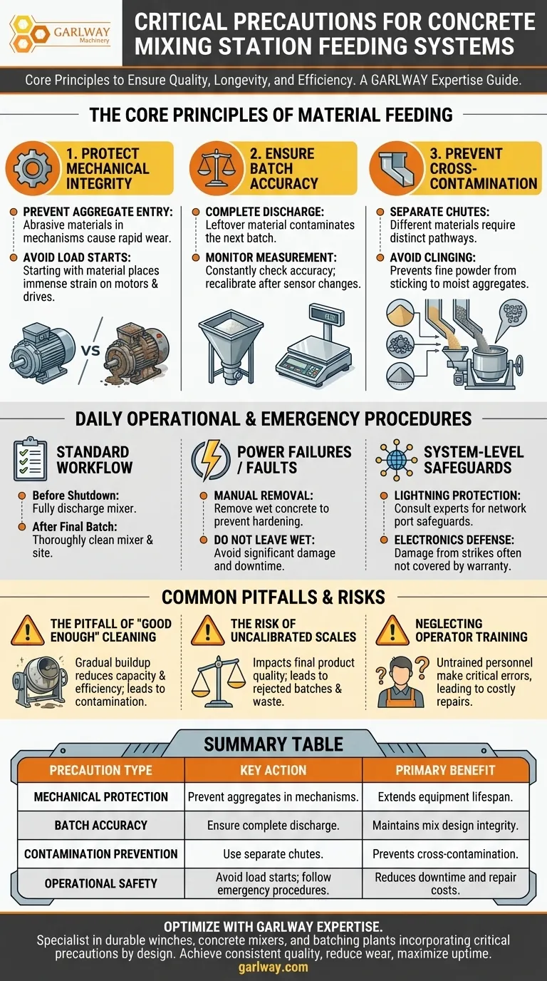 ما هي الاحتياطات التي يجب اتخاذها لنظام التغذية في محطة خلط الخرسانة؟ احمِ جودة الخلط والمعدات الخاصة بك دليل مرئي
