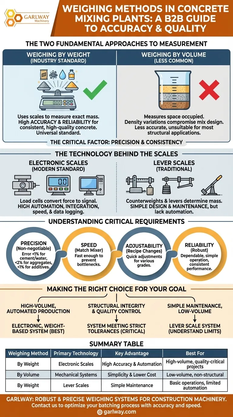 ¿Cuáles son los tipos de métodos de pesaje utilizados en las plantas de mezcla de concreto? Garantice la precisión y la calidad Guía Visual