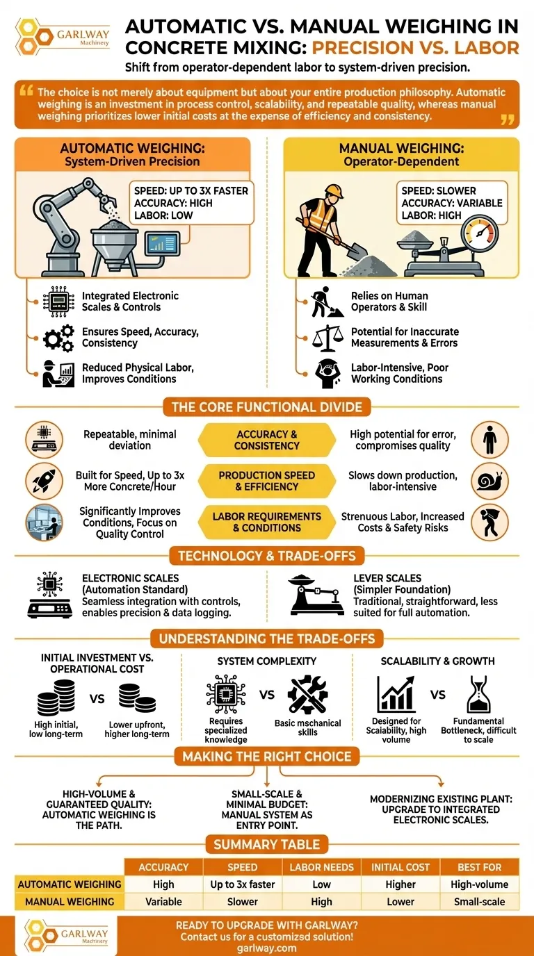 Was sind die Unterschiede zwischen automatischen und manuellen Wiegeeinrichtungen in Betonmischanlagen? Steigern Sie Effizienz & Qualität Visuelle Anleitung