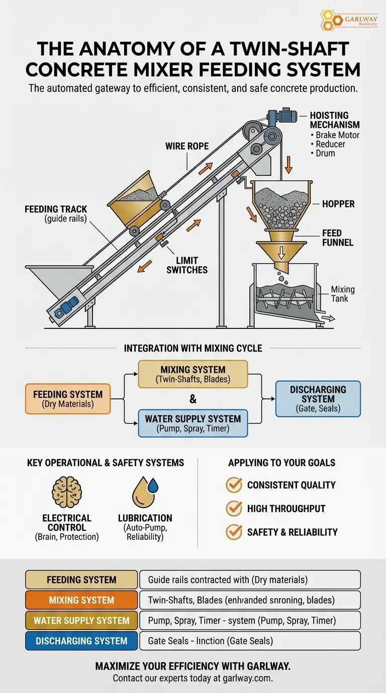 ¿Qué componentes componen el sistema de alimentación de una hormigonera forzada de doble eje? Optimice la eficiencia de su mezcla Guía Visual