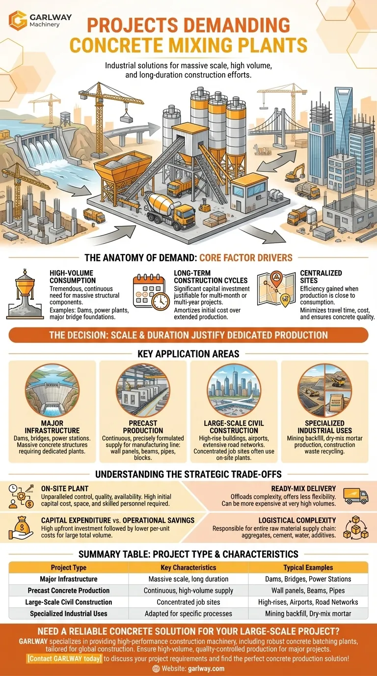¿En qué tipos de proyectos se utilizan comúnmente las plantas de mezcla de concreto? Para infraestructura y construcción a gran escala Guía Visual