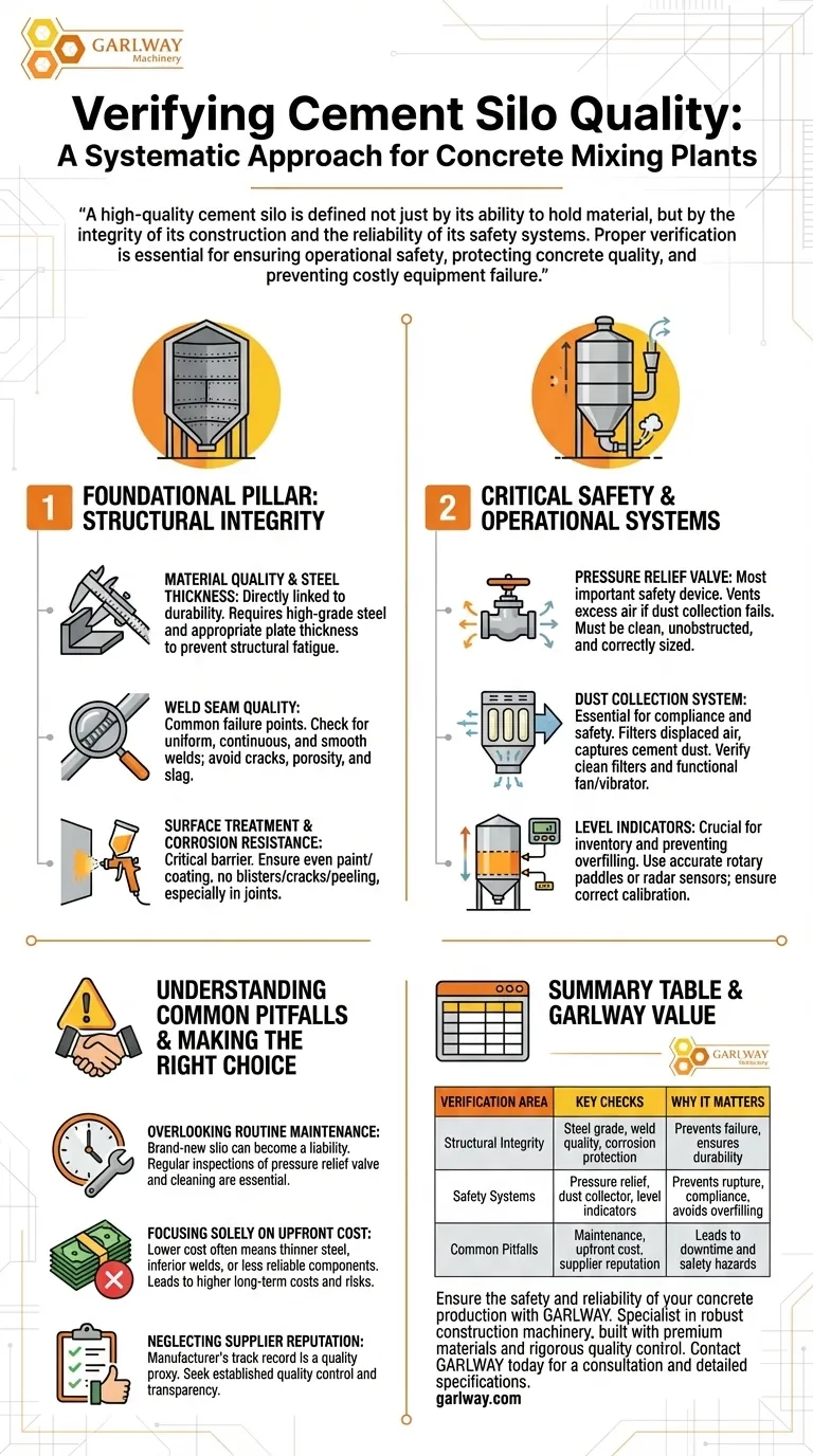 كيف يتم التحقق من جودة صومعة الأسمنت في محطة خلط الخرسانة؟ ضمان السلامة الهيكلية والتشغيلية دليل مرئي