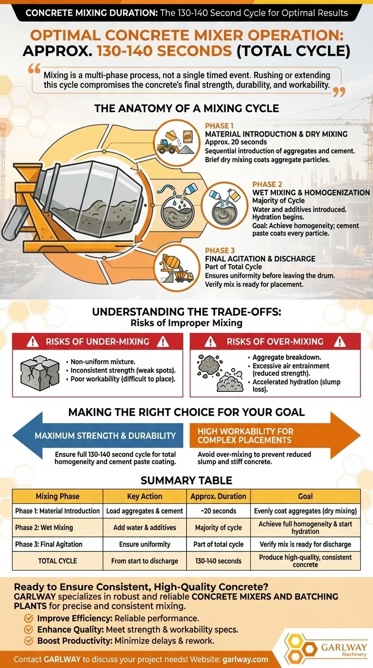 コンクリートミキサーは、混合物を排出する前にどのくらいの時間運転する必要がありますか？最適な強度と作業性を実現する ビジュアルガイド