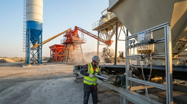 كيف يعمل نظام التشحيم في مصانع خلط الخرسانة؟ زيادة وقت التشغيل والموثوقية إلى أقصى حد