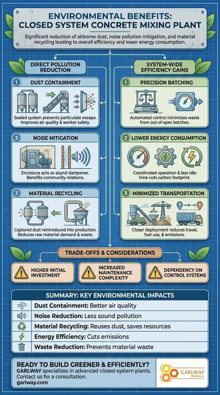 Каковы экологические преимущества закрытого бетонного завода? Снижение пыли, шума и отходов Визуальное руководство