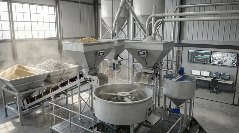 ¿Cuál es la función del sistema de pesaje de materiales en una planta de mezcla de concreto? Garantice la calidad y controle los costos