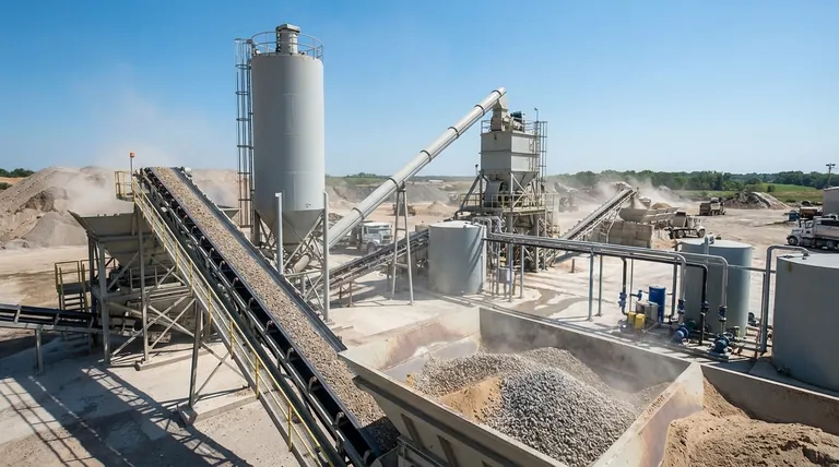 What are the components of the material conveying system in a concrete mixing plant? Optimize Your Plant's Logistics